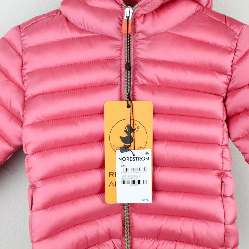 NWT Save The Duck Kids' Iris Shiny Hooded Puffer Jacket, Size 2T